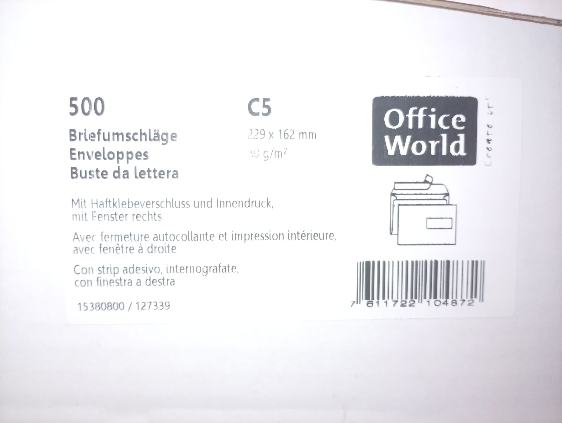 Buste & buste per spedizione: Couvert C5 1500 Stk – Nuovo e nell'imballaggio originale da Uster venduto da Loro_ 1