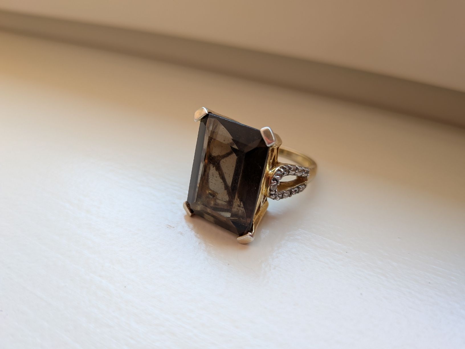 Anelli: Silver gold plated ring with quartz - size 52 – Usato da Lachen SZ venduto da joa_rf9n 3