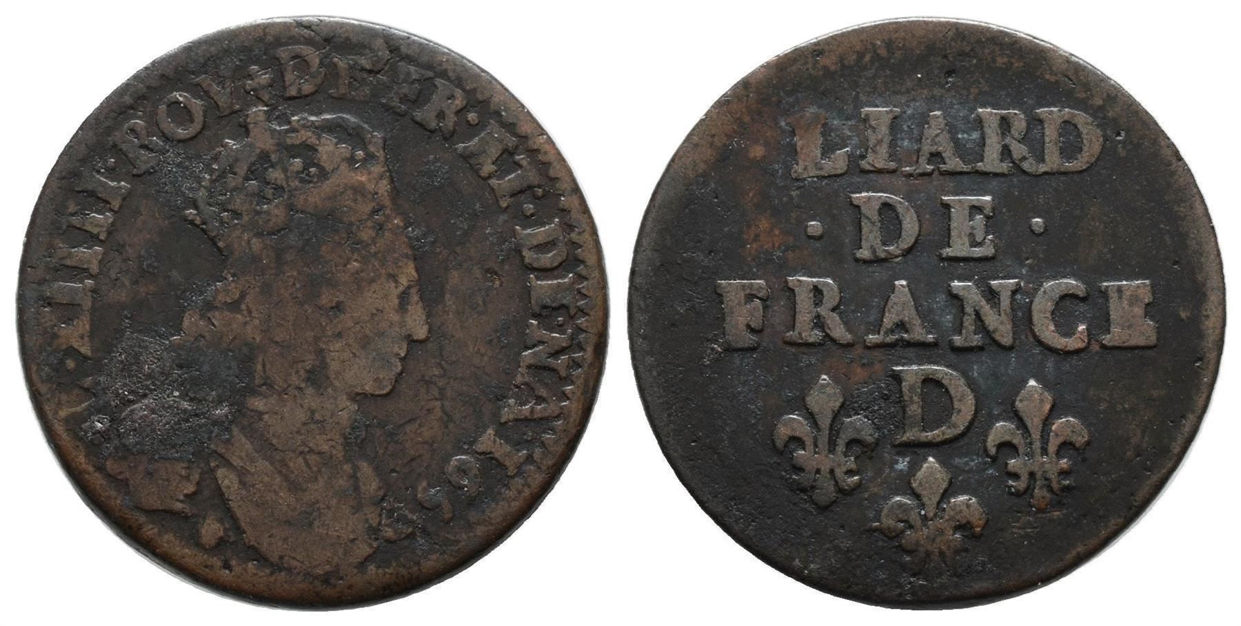 Tutti le monete: F  Louis XIV 1657D , Liard  /3657 – Usato da Trimbach venduto da Solothurn1