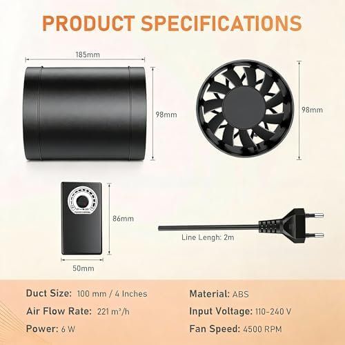 Ventilatori: 100mm Inline-Rohrventilator Regelbar 221 Rohrlüfter Leiser – Nuovo e nell'imballaggio originale da Hundwil venduto da pac_6jh8 2
