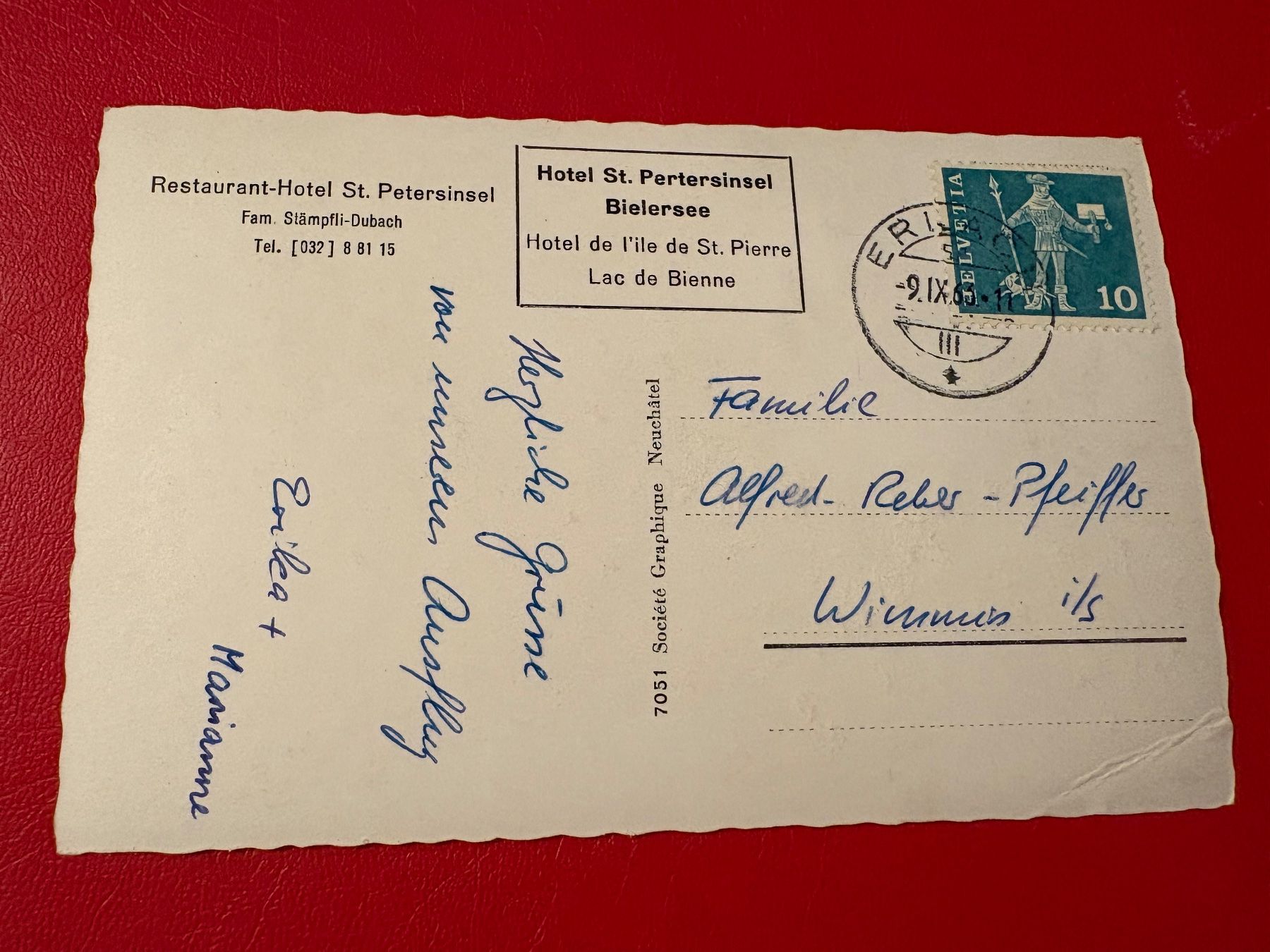 Cartoline postali: 1963 // Hotel Restaurant St. Petersinsel – Usato da St-Légier-La Chiésaz venduto da Theo005 1