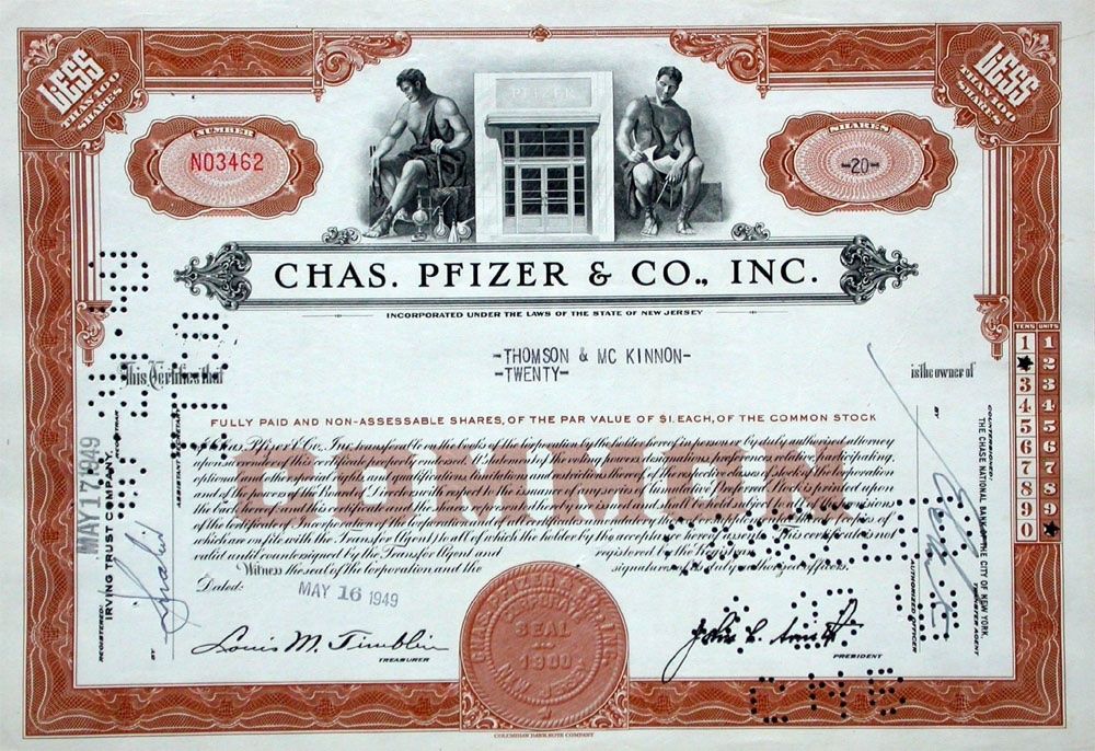Documenti: Chas. Pfizer & Co, Inc. - 1949 – Usato da Solothurn venduto da Sgasche