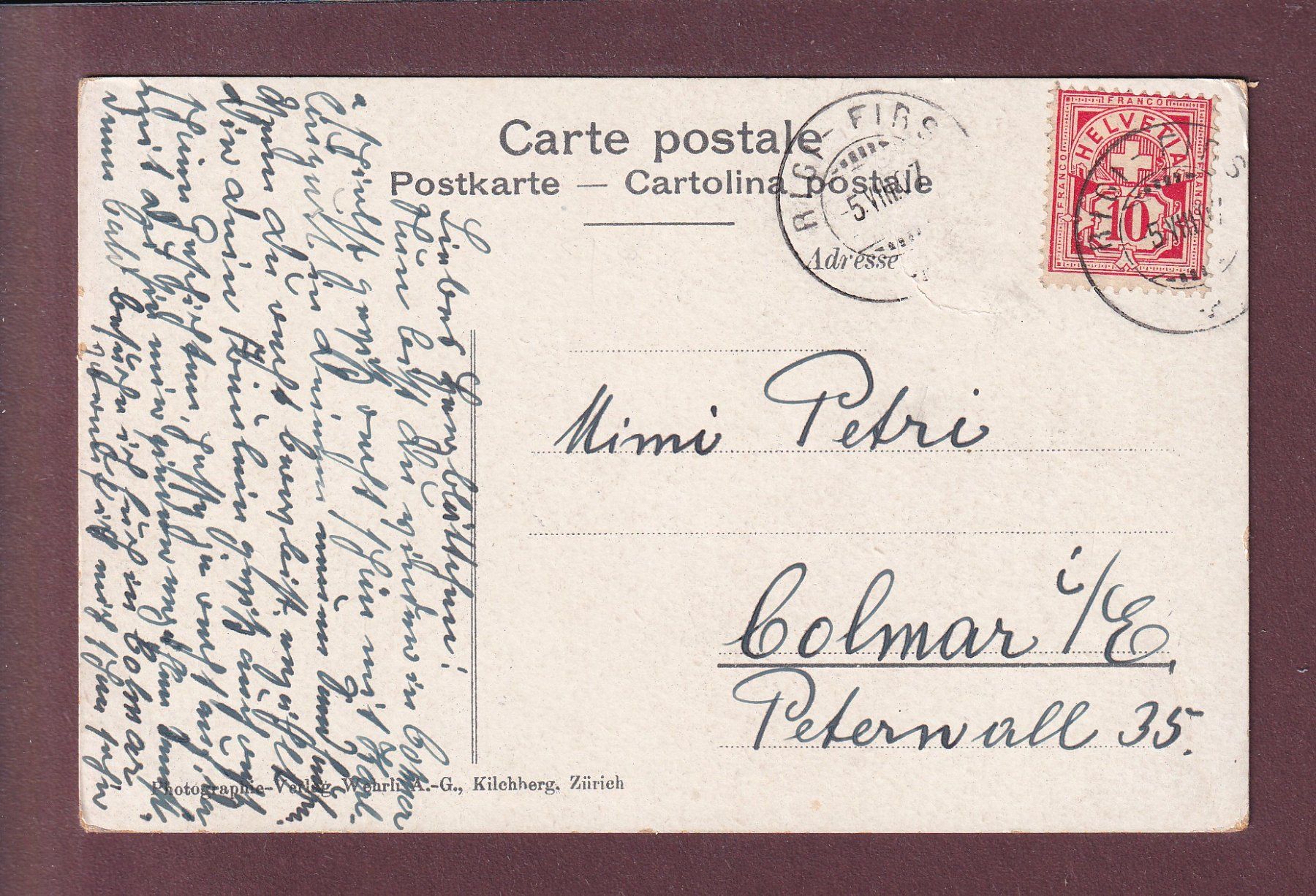 Ansichtskarten: TRACHT - Zischgeli - 1907 – Gebraucht aus Pully von nicecards 1