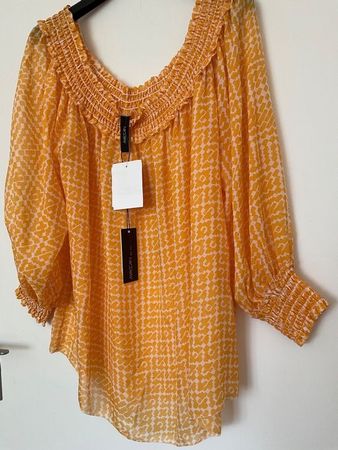 Marc Cain 100% Seiden Bluse Gr 5 (42) NEU NP 380 gelb