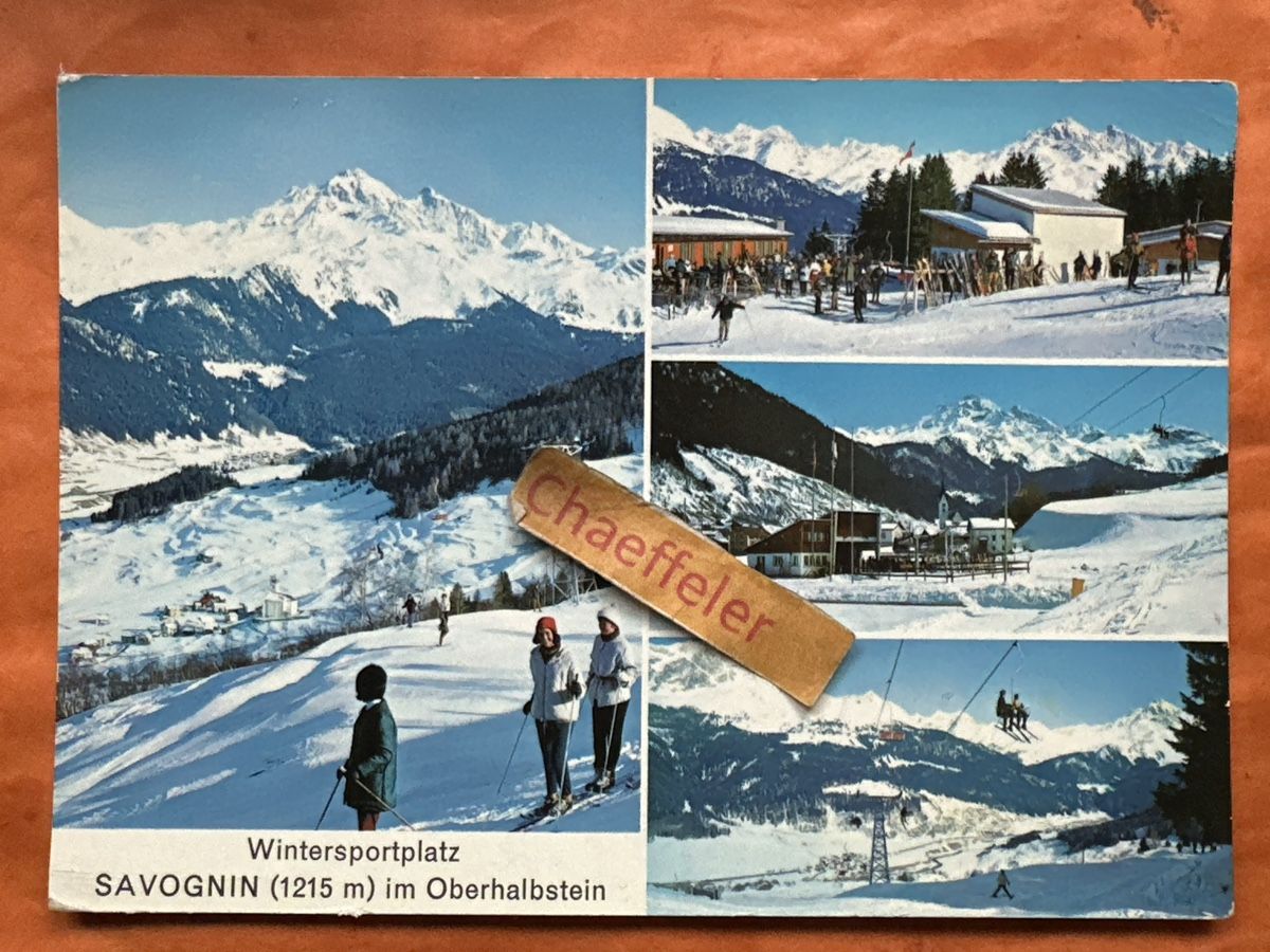Cartoline postali: 1967 Savognin im Oberhalbstein, Wintersportplatz – Usato da Zürich venduto da Chaeffeler