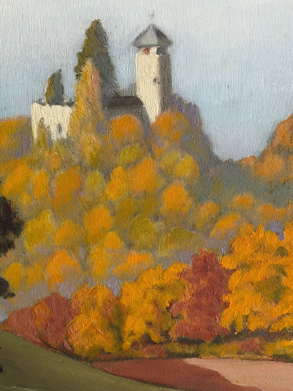 Dipinti: K. Röthlisberger 1950 Schloss Herbstlandschaft ÖlGemälde – Usato da Basel venduto da PAUL_ART 5