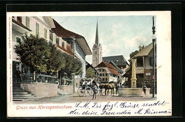 Cartoline postali: Herzogenbuchsee, Strassenpartie mit Brun – Usato da Berlin venduto da bartko-reher