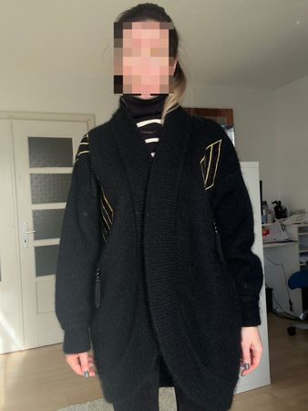 Cardigan noir Excel Paris vintage laine mohair M/L 50