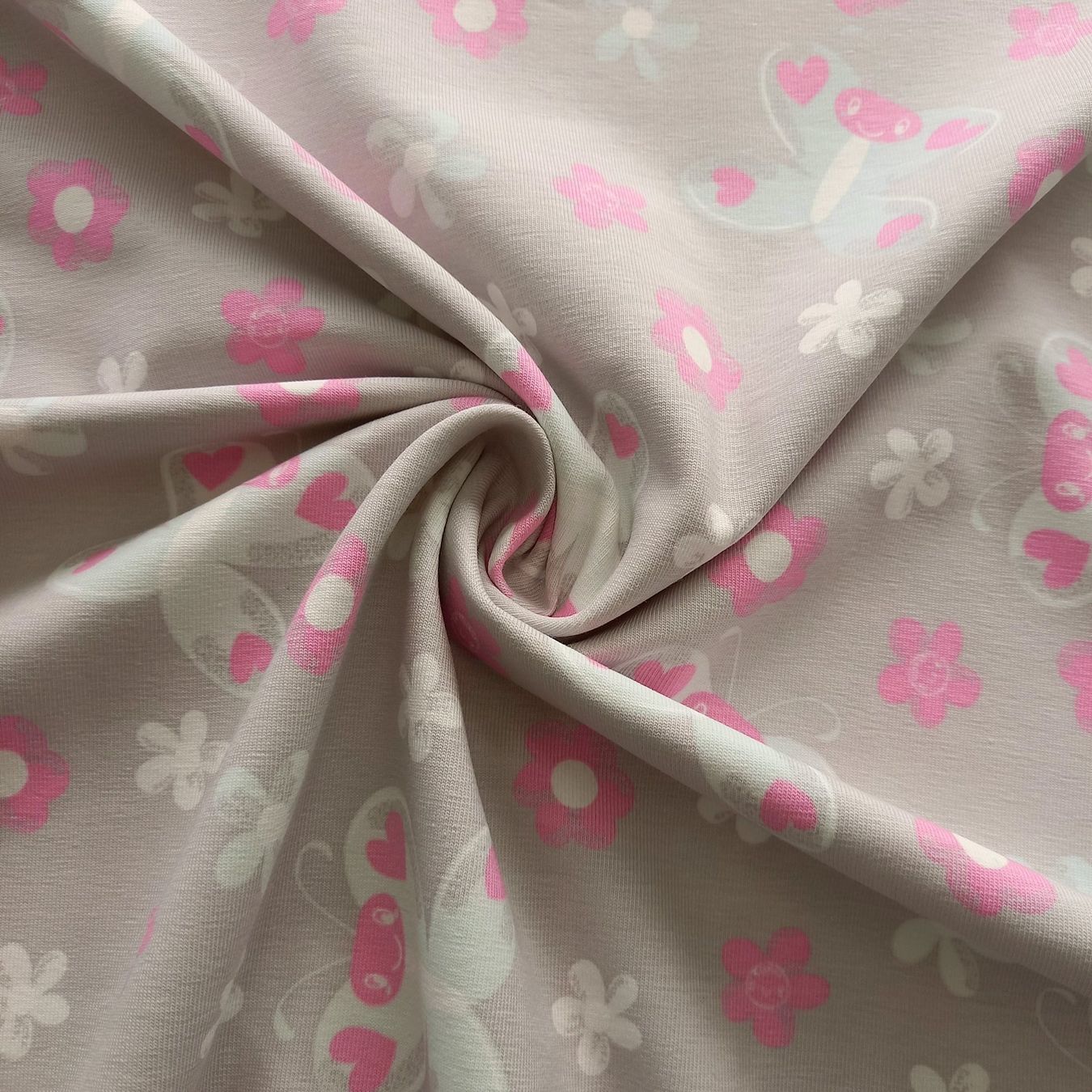 Tessuti: Jersey Schmetterling beige Farbwechsel – Nuovo e nell'imballaggio originale da Winterthur venduto da Kimbana 2