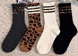8x Paar Harajuku-Socken Baumwolle Leopardenmuster