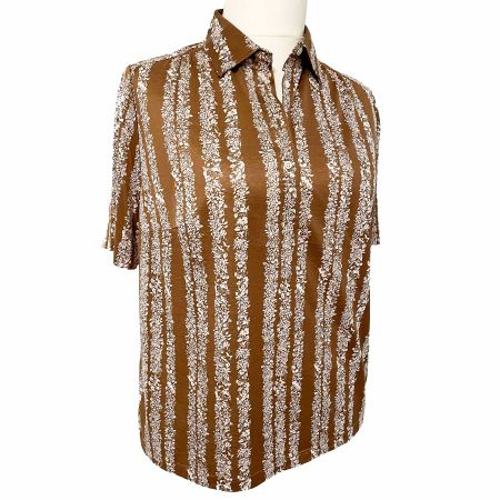 Bluse Baumwolljersey kurzarm Gr. XL AKRIS VINTAGE 1970s