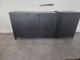 Sideboard / Kommode Schwarz 190 cm mit Metallfüssen