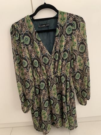 Mango Green Paisley Dress, Size XS
