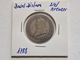 Basel Bistum  24 Kreuzer 1788 silber.