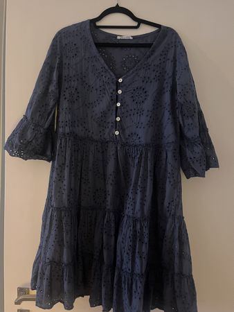 Summer LOV'LY Cotton Blue Dress - Tiered, Size 16, Italy