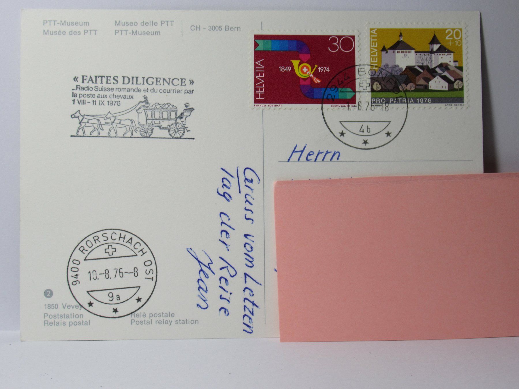 Cartoline postali: Bildpostkarte , Postkutsche , Vevey Poststation – Usato da Grenchen venduto da Bluemchen1900 2