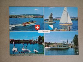 Zürich Partien am See Schiff Boot mehrbildrig alte Edition