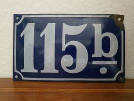Emailschild Hausnummer 115b Vintage Nr. Fabrik Design Nummer