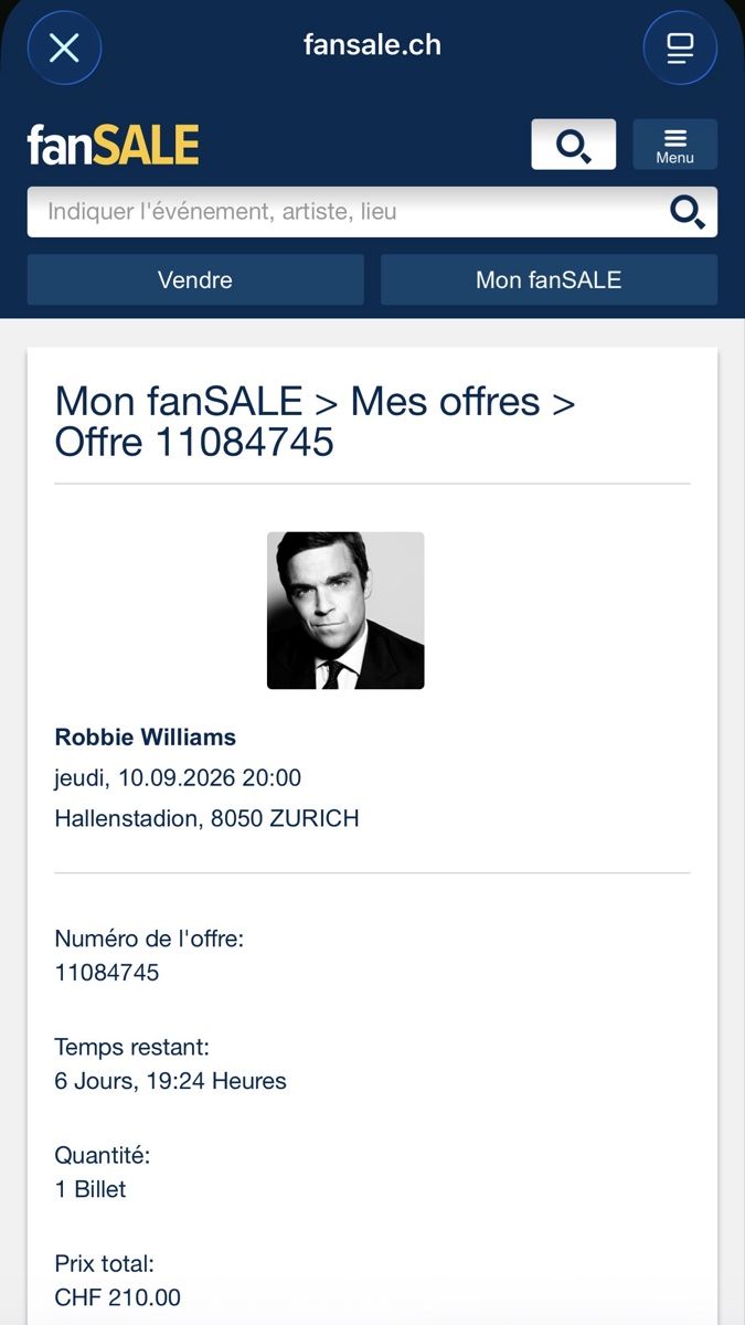 Billets: Robin Williams 1 billets debout  – Neuf avec emballage d'origine à Interlaken par jon_t2dn
