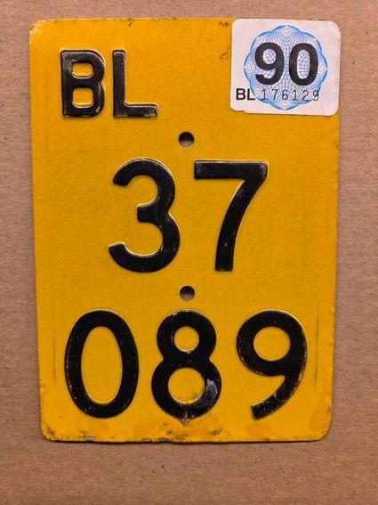 Sachs Insegne: Velonummer BL 1990 gelb Mofanummer Plaque Mofa – Usato da Schenkon venduto da Uhu007