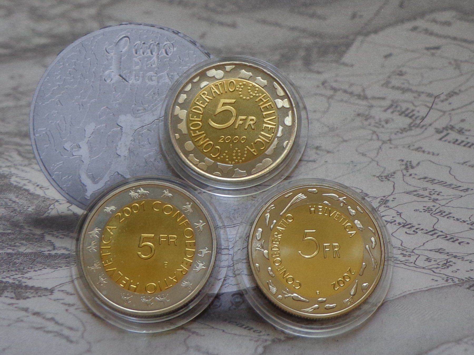 Toutes les monnaies: 3 x 5 Fr. Bi-métal 2000/2001/2002 – D'occasion à Pully par UCA01