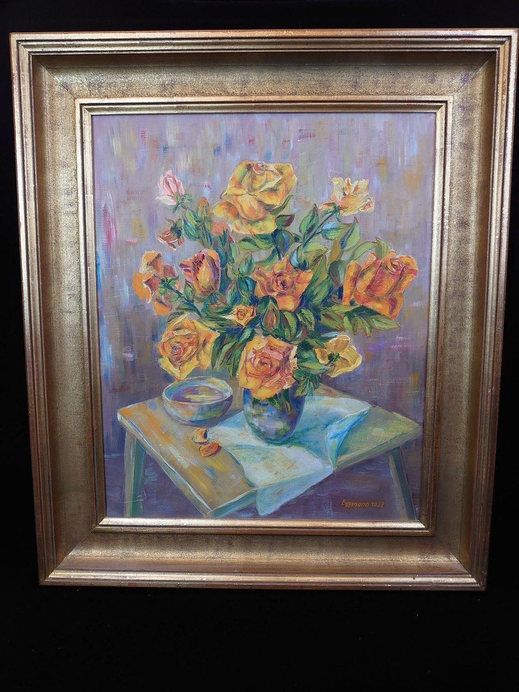 Dipinti: Ölgemälde Blumenbouquet Eggmann 1958 – Usato da Zürich venduto da safenia87