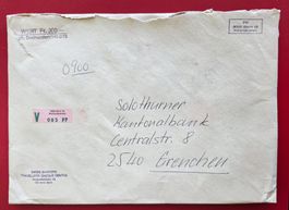 WERTBRIEF SWISS BANKERS BERN 15 SOLOTHURN K-BANK GRENCHEN