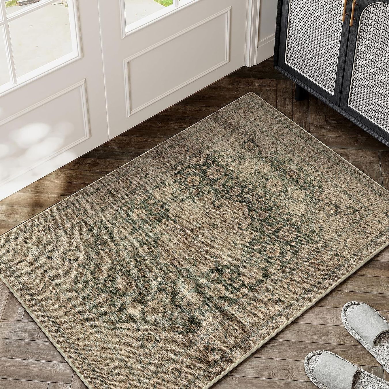 Tappeti: Fussmatte Teppich 60x90 cm Grün waschbar Vintage – Nuovo e nell'imballaggio originale da St. Gallen venduto da VerkaufsMaus50