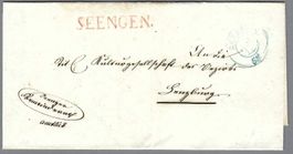 1853, ROTER STAB-0 SEENGEN, + BLAUER-0 LENZBURG, Ia!