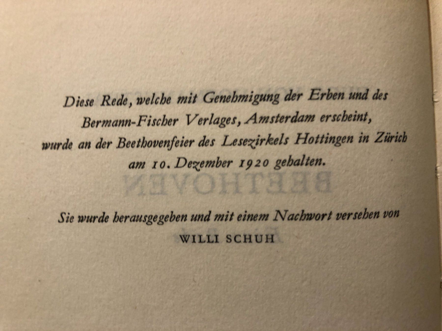 Libri: Hugo v. Hofmannsthal: Beethoven. Rede – Usato da Zürich venduto da allp 3