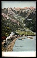 AK Flüelen, Gotthardbahn, Nordseite, schweizer Eisenbahn