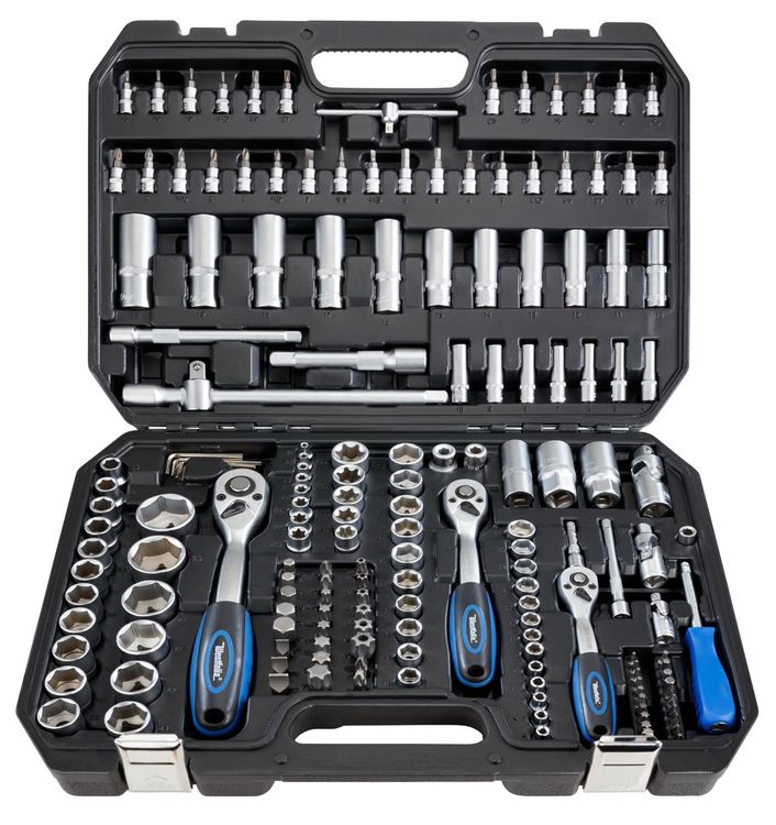 NEO TOOLS Steckschlüsselsatz 220-teilig – 1/2, 3/8, 1/4 Zoll, 10-220, Aus Polen