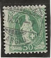 steh. Helvetia 50Rp grün gest. Zu#74Eb Mi#69D 09.02.xx [5B9]