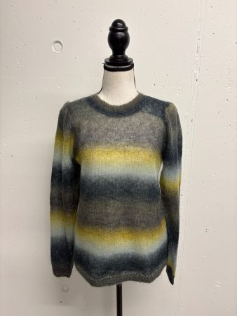 PBO Pullover gestreift Gr. XS/S Mohair-Mix grün grau