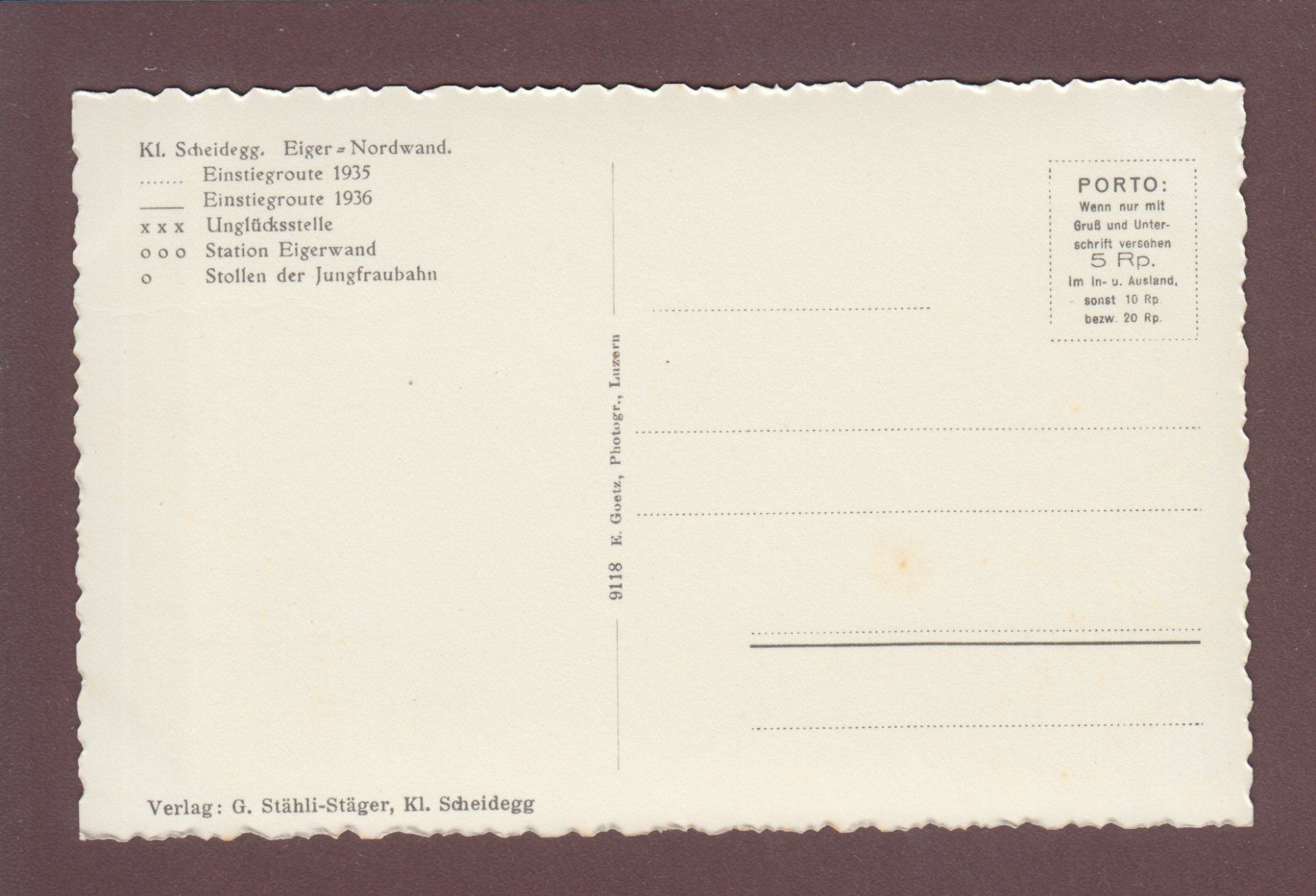 Cartoline postali: KLEINE SCHEIDEGG - Eiger Nordwand – Usato da Pully venduto da nicecards 1