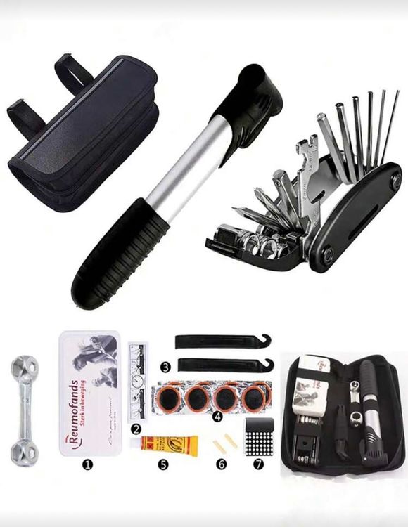 Docache 16-in-1 Fahrrad Reparaturset – Multifunktionswerkzeug Mit Satteltasche, Flickzeug Für MTB & E-Bike, Kompakt & Tragbar