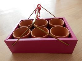 origineller Pflanztopf Blumentopf Töpfe NEU pink Holz Unikat