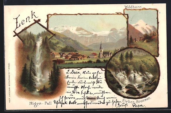 Ansichtskarten: Litho Lenk, Ortsansicht, Sieben-Brunnen, – Gebraucht aus Berlin von bartko-reher