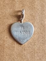 Herz-Charm Anhänger, 925 Silber "Je t'aime", Liebe 💖 