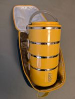 4-lagige Edelstahl-Lunchbox mit Grundbesteck