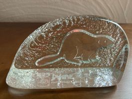 Glas Hergiswil Paperweight 125 Jahre Papierfabrik Biberist
