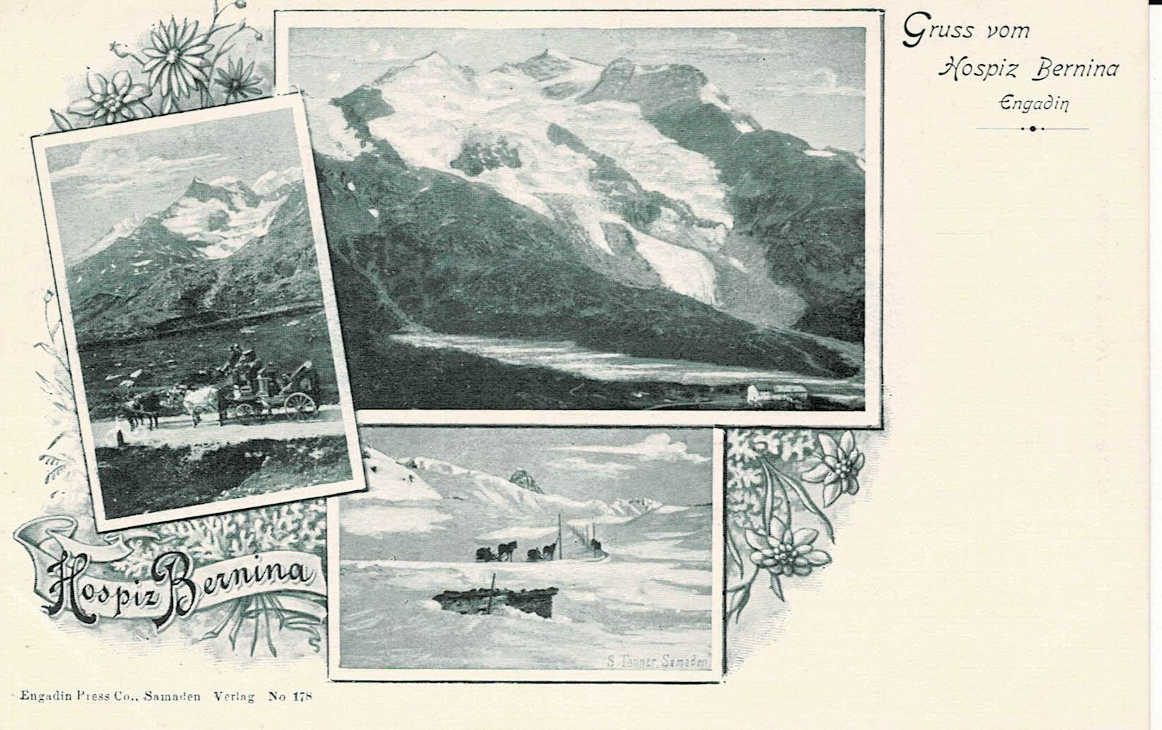 Ansichtskarten: Simon Tanner  Gruss vom HOSPIZ BERNINA GR um 1900! – Neu (gemäss Beschreibung) aus Hergiswil NW von Kartenfrau