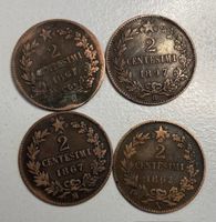 2 Centesimi Italien, 4 Stück, (2x 1867 + 1x 1862 + 1x 1897)