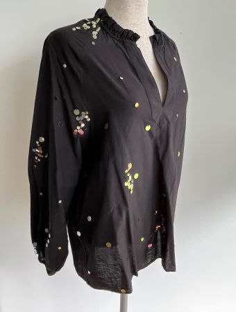 LIU JO Bluse schwarz mit Pailletten, Gr. 38 - NEU - 163 Euro