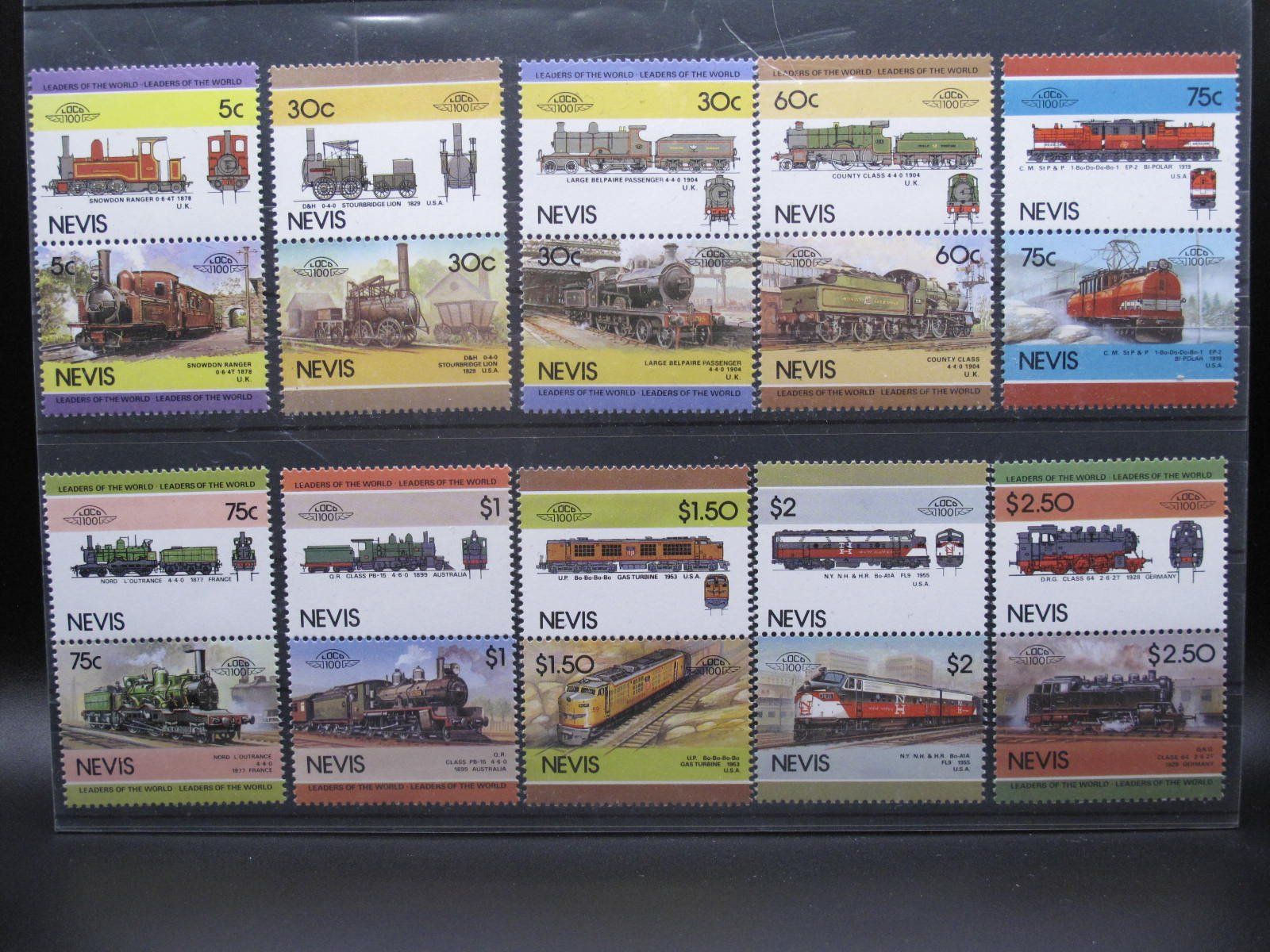 Tutti i francobolli: Nevis 1983 / 85 Lokomotiven ** – Usato da Wil SG venduto da fva01