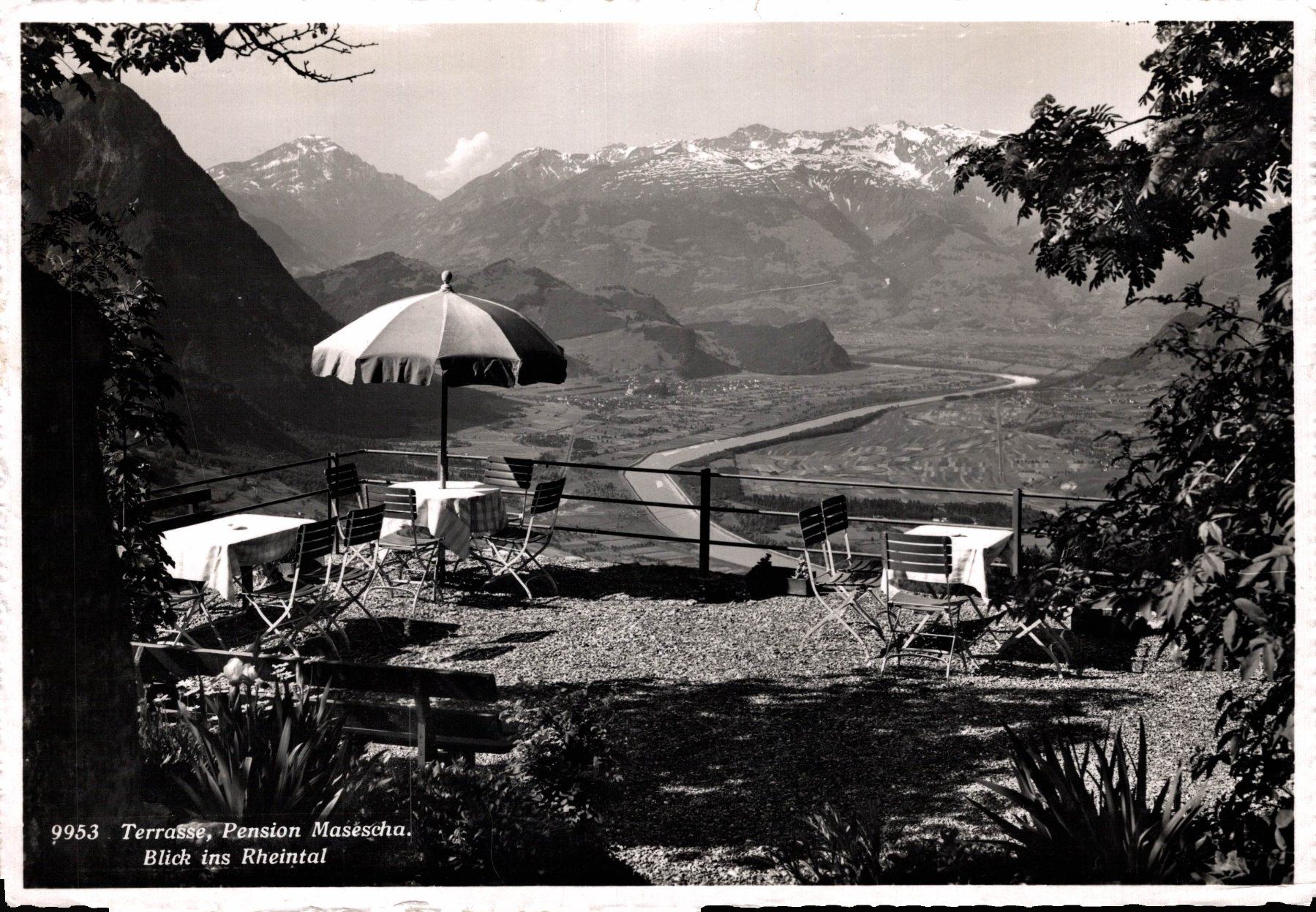 Ansichtskarten: Triesenberg, Terrasse Pension Masescha – Gebraucht aus Bronschhofen von Astore