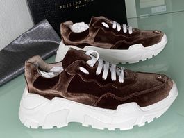 PHILPP PLEIN Runner Samt Velvet Leder Lo Top Sneakers 40 NEU