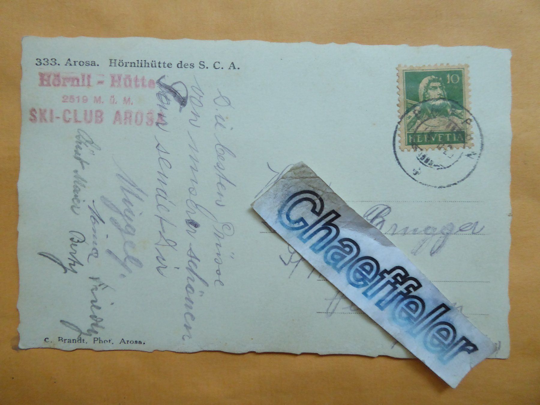 Cartoline postali: 333. Arosa. Hörnlihütte des A.C.A. – Usato da Zürich venduto da Chaeffeler 1