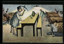 Schweizer Soldat blickt unter die Lampe