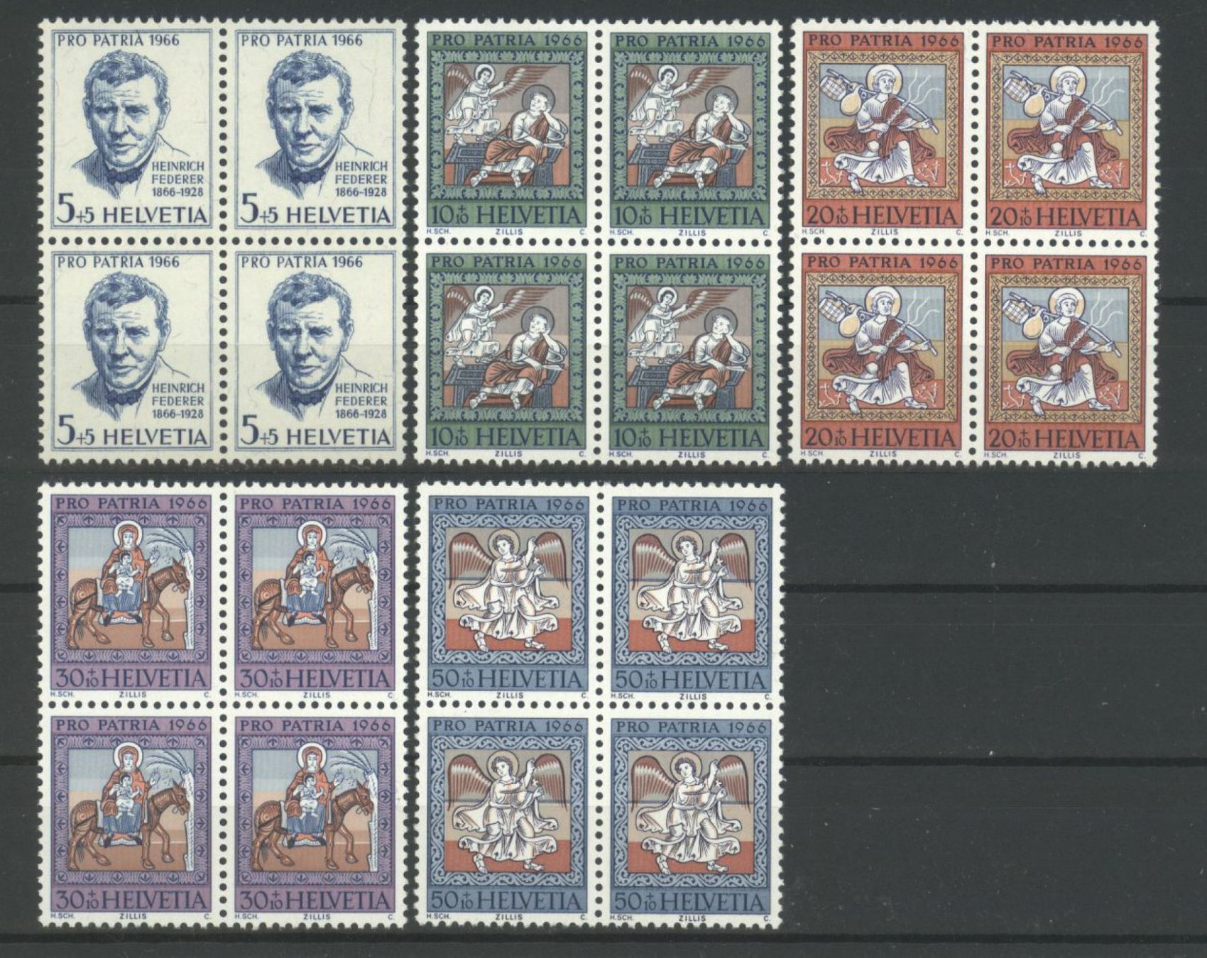 Tutti i francobolli: 1966, Pro Patria, Viererblock, ** – Usato da Willisau venduto da Vollstempel